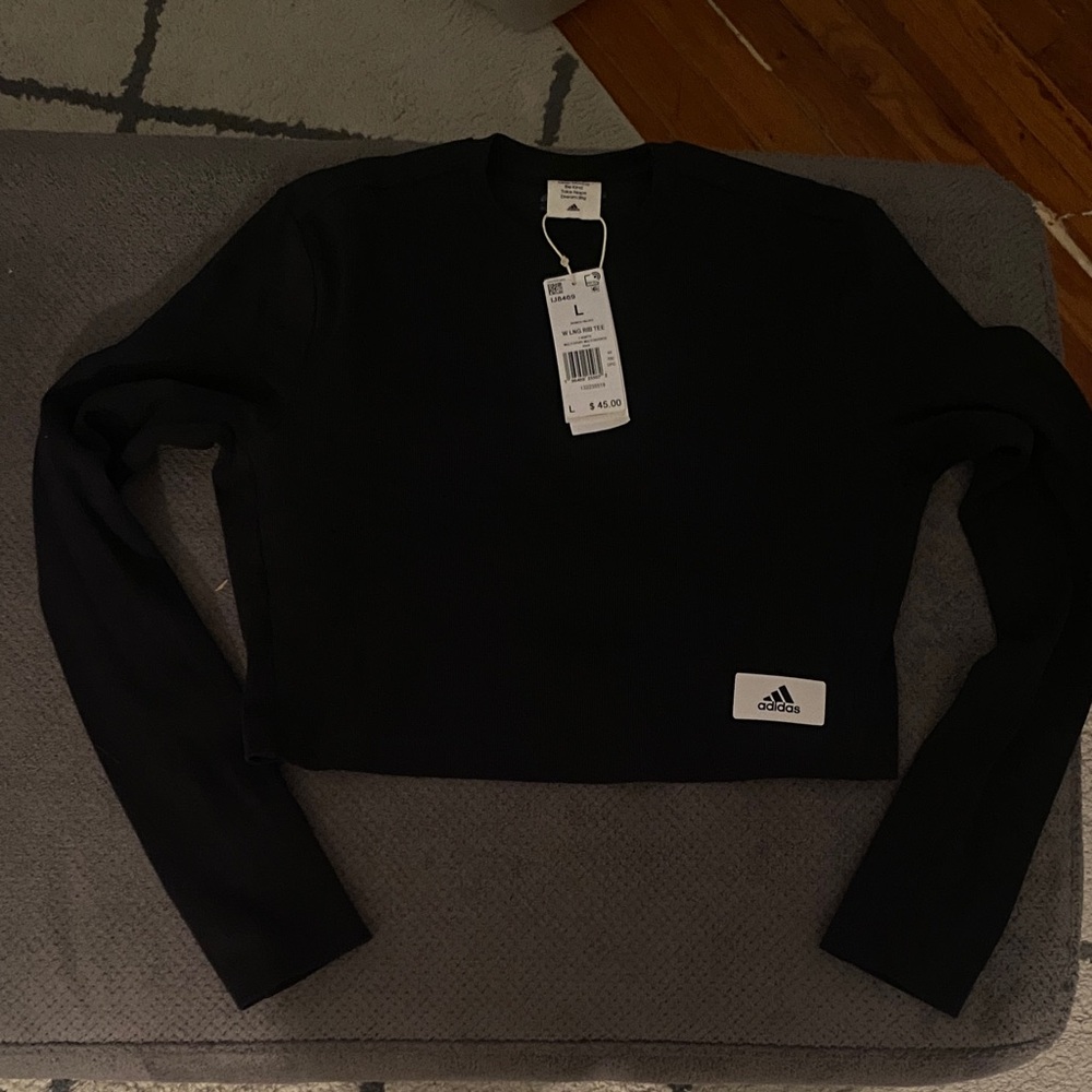 Adidas Women's Black Long Sleeve Crop Top